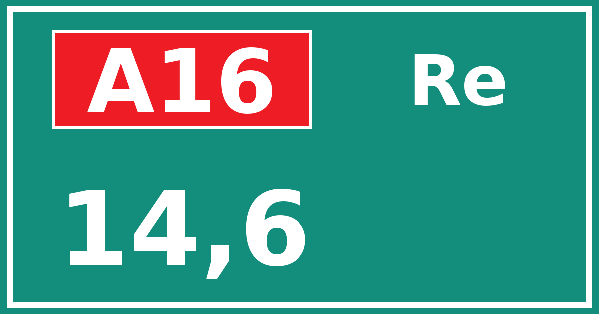 Hectometerbord A16 14,6 zijde Re