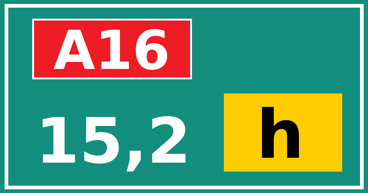 Hectometerbord A16 15,2 letter h