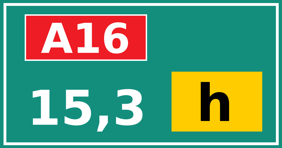 Hectometerbord A16 15,3 letter h