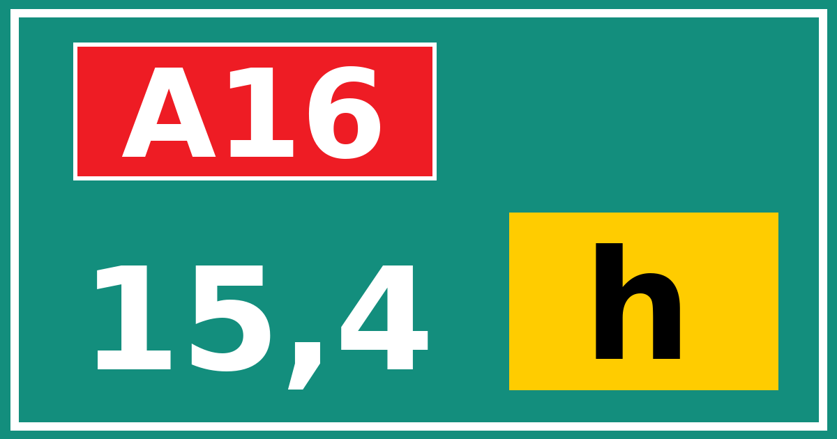 Hectometerbord A16 15,4 letter h