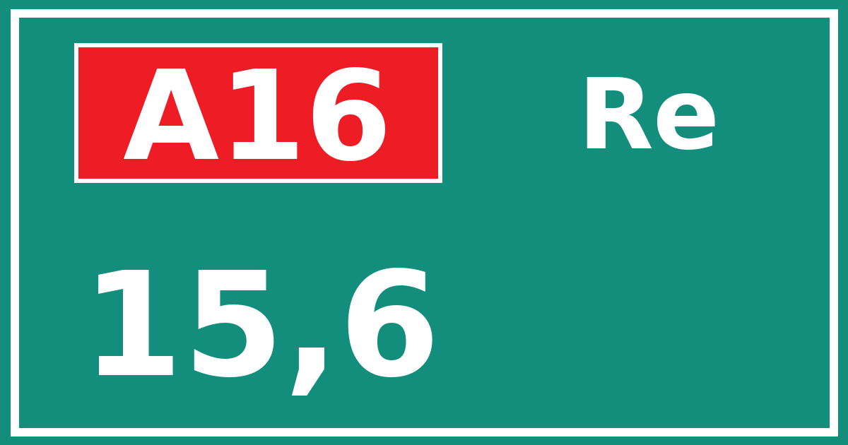 Hectometerbord A16 15,6 zijde Re