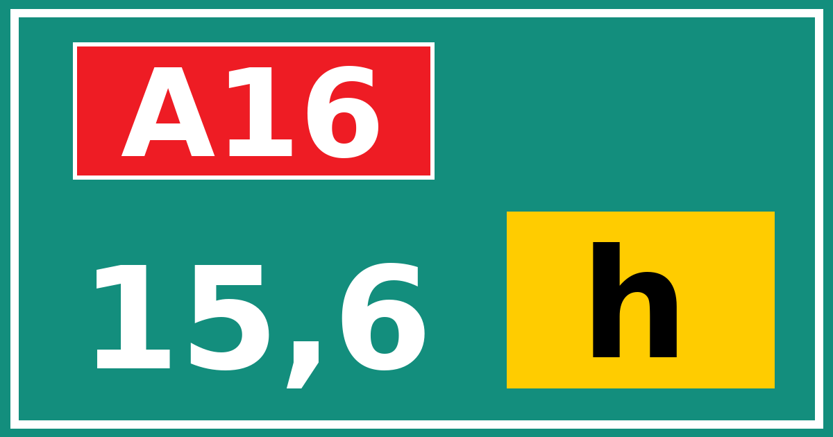 Hectometerbord A16 15,6 letter h