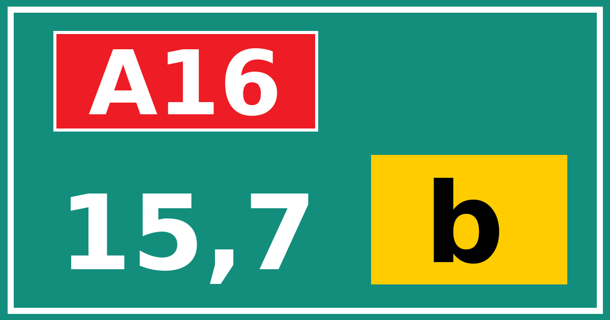 Hectometerbord A16 15,7 letter b