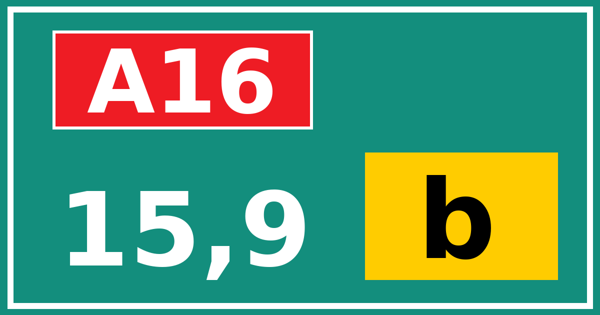 Hectometerbord A16 15,9 letter b