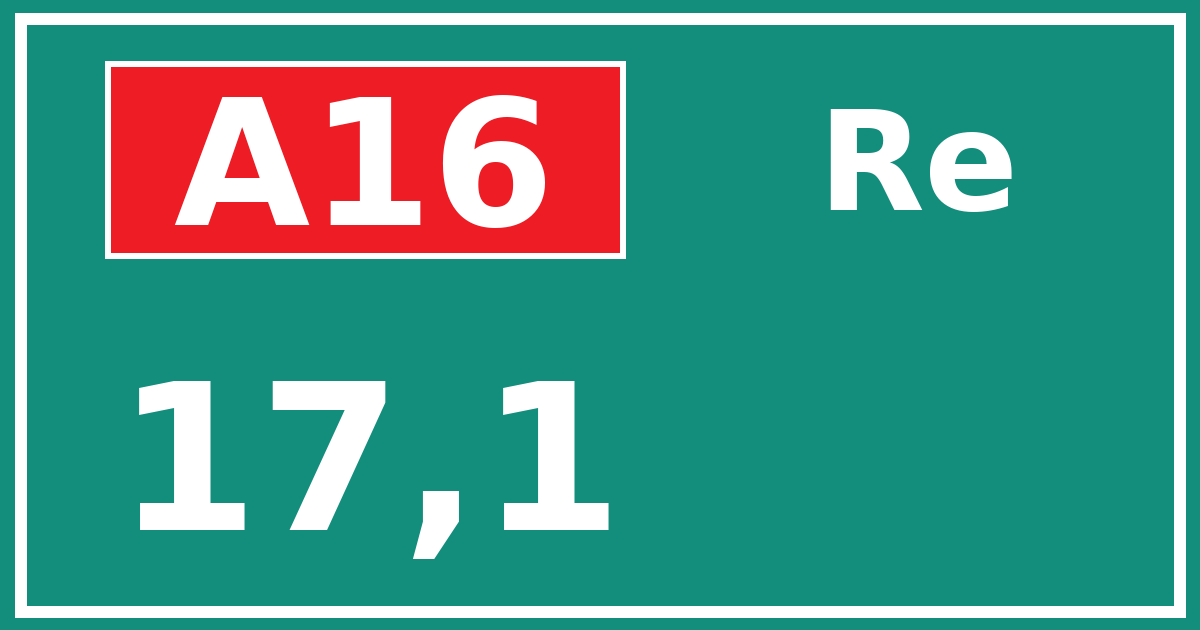 Hectometerbord A16 17,1 zijde Re