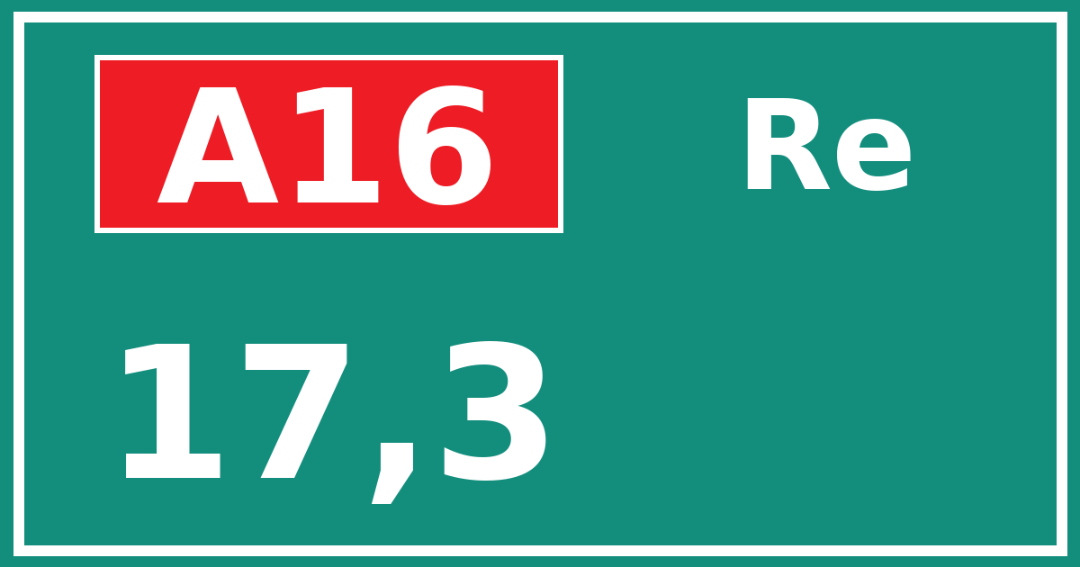Hectometerbord A16 17,3 zijde Re