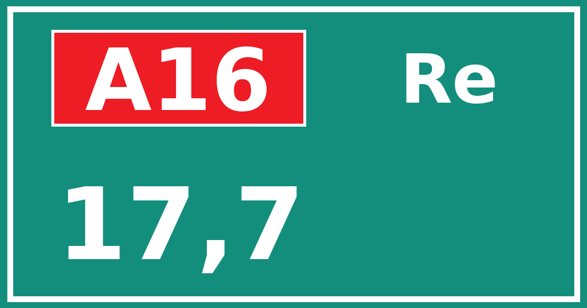 Hectometerbord A16 17,7 zijde Re
