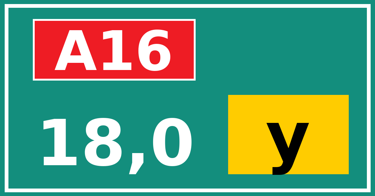 Hectometerbord A16 18,0 letter y