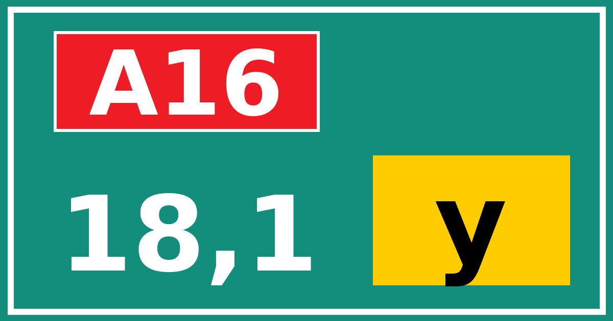 Hectometerbord A16 18,1 letter y