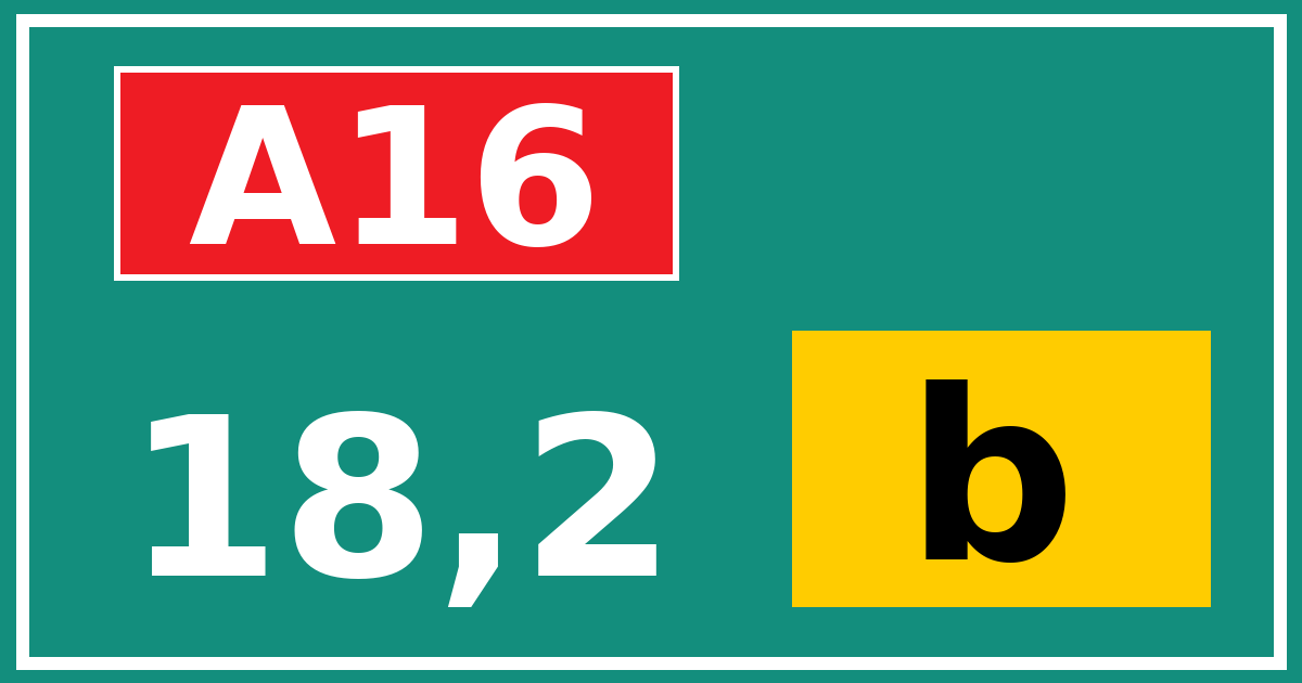 Hectometerbord A16 18,2 letter b
