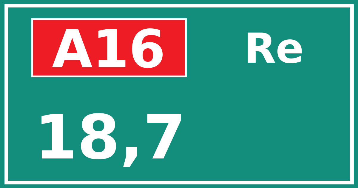 Hectometerbord A16 18,7 zijde Re