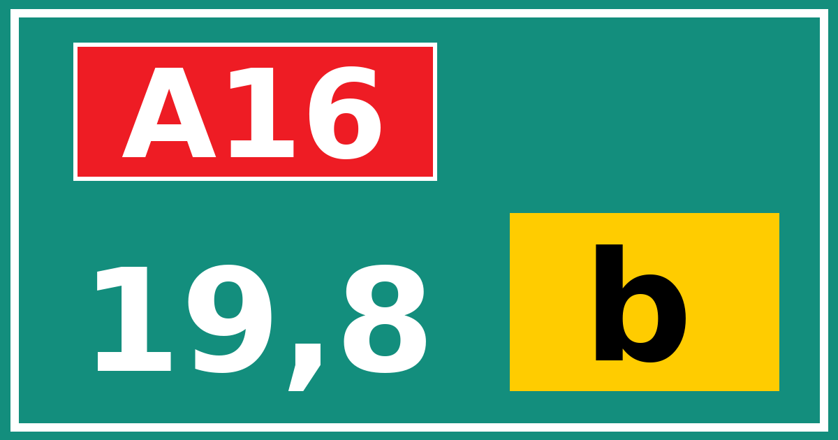 Hectometerbord A16 19,8 letter b