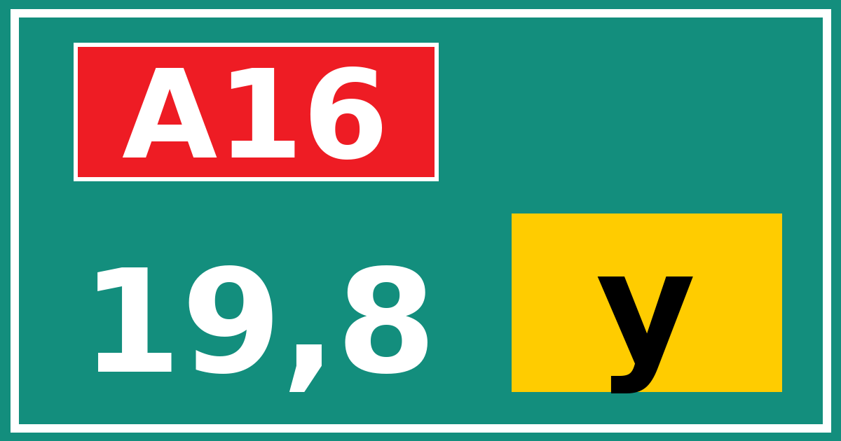 Hectometerbord A16 19,8 letter y