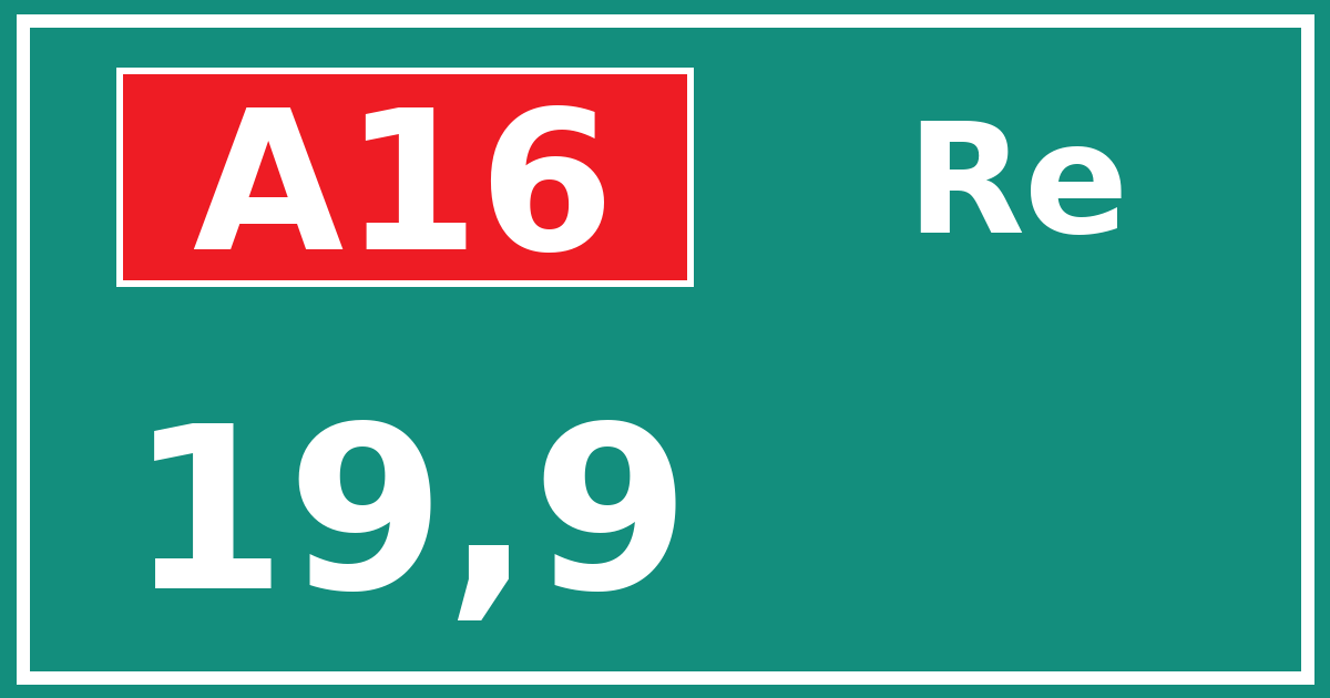 Hectometerbord A16 19,9 zijde Re