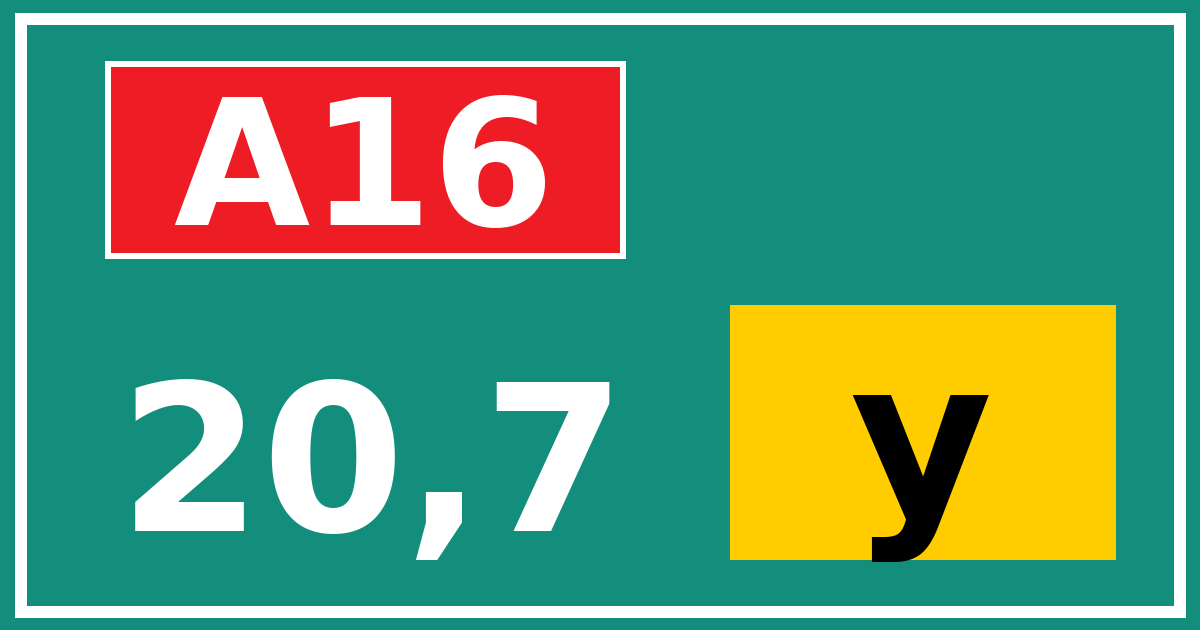 Hectometerbord A16 20,7 letter y