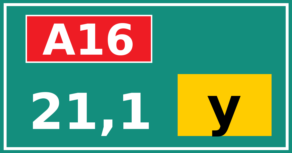 Hectometerbord A16 21,1 letter y