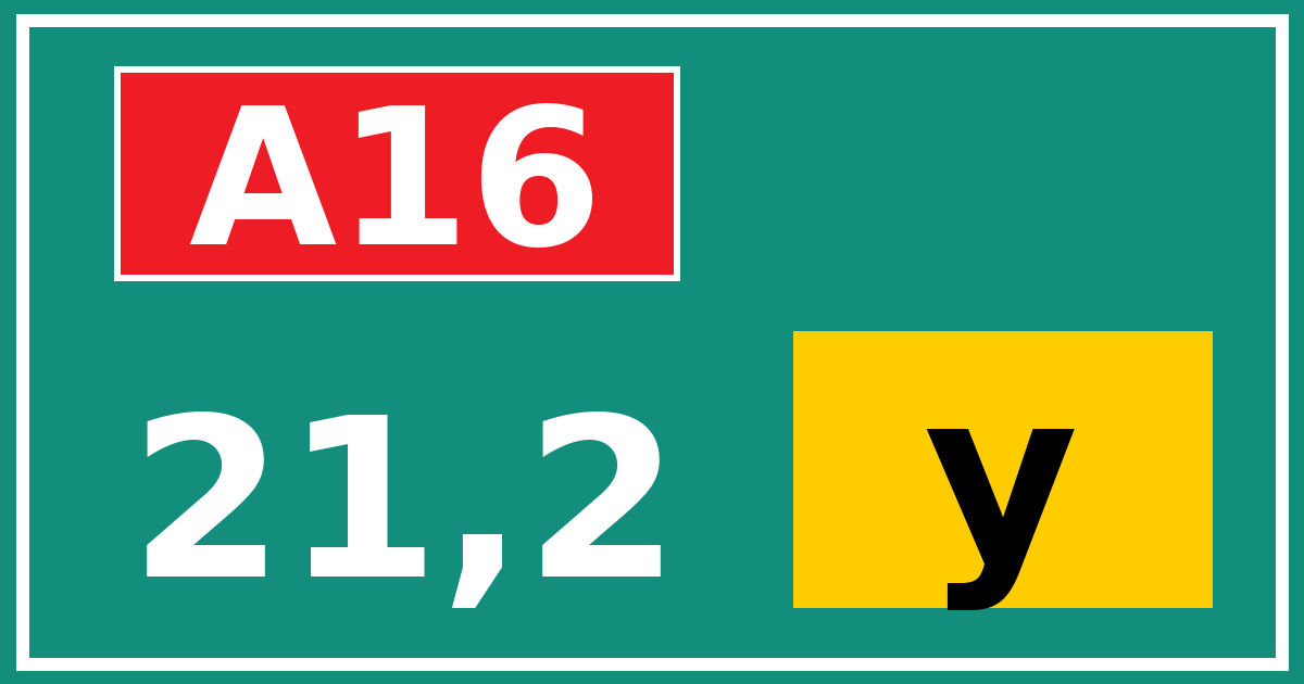 Hectometerbord A16 21,2 letter y