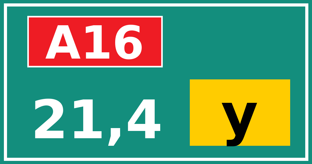 Hectometerbord A16 21,4 letter y
