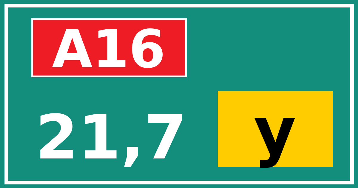 Hectometerbord A16 21,7 letter y