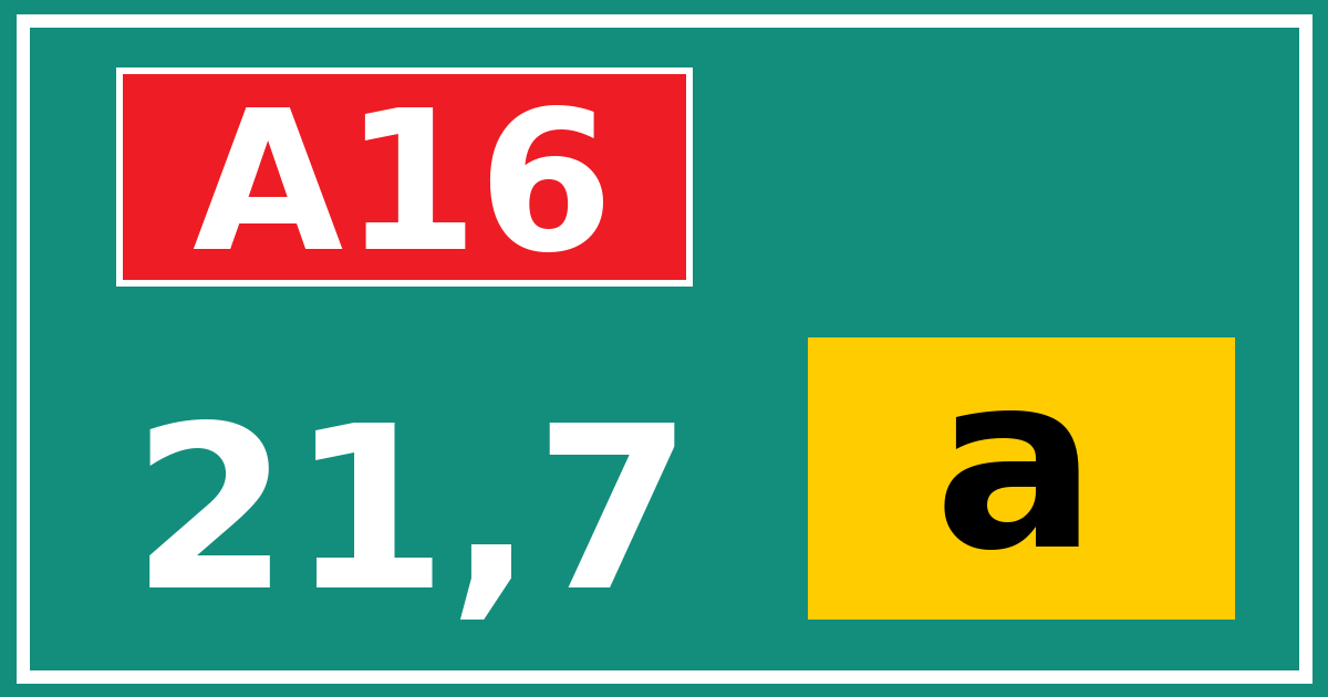 Hectometerbord A16 21,7 letter a