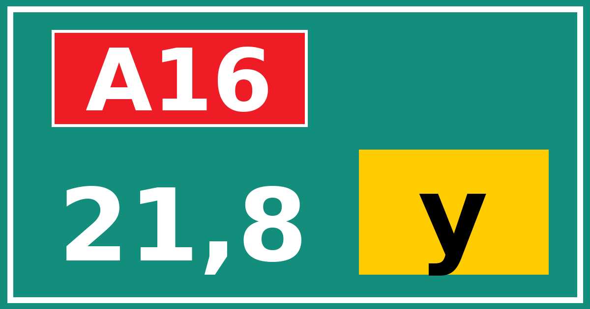 Hectometerbord A16 21,8 letter y