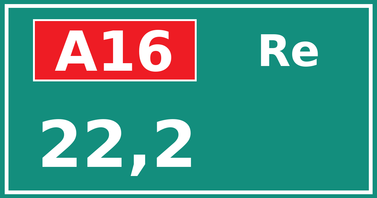 Hectometerbord A16 22,2 zijde Re