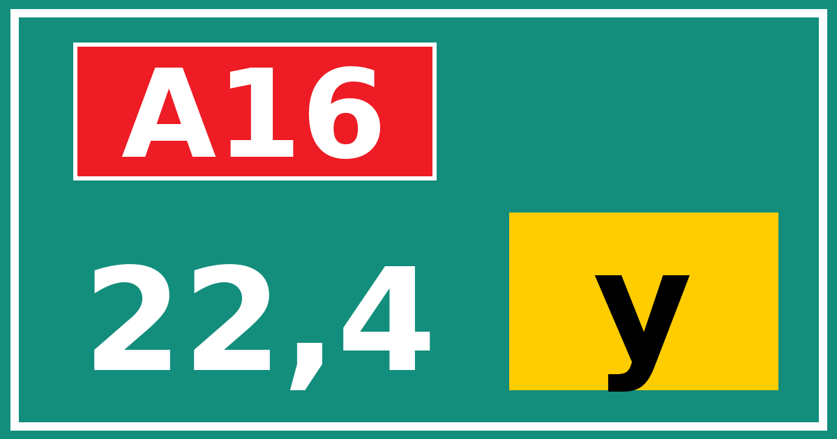 Hectometerbord A16 22,4 letter y