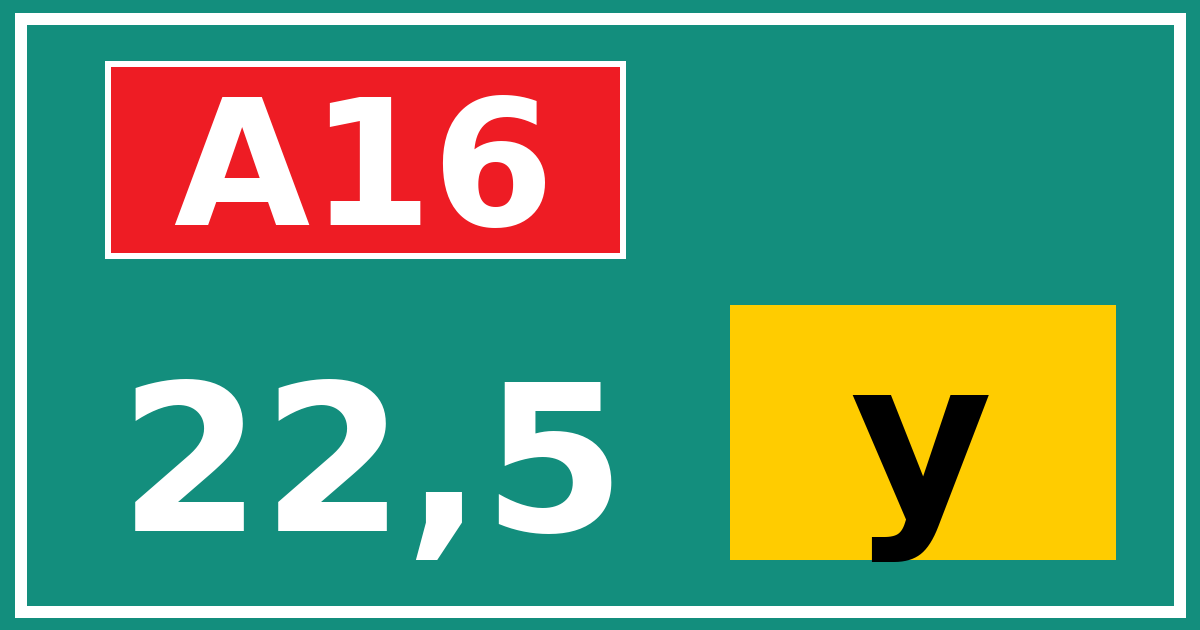 Hectometerbord A16 22,5 letter y
