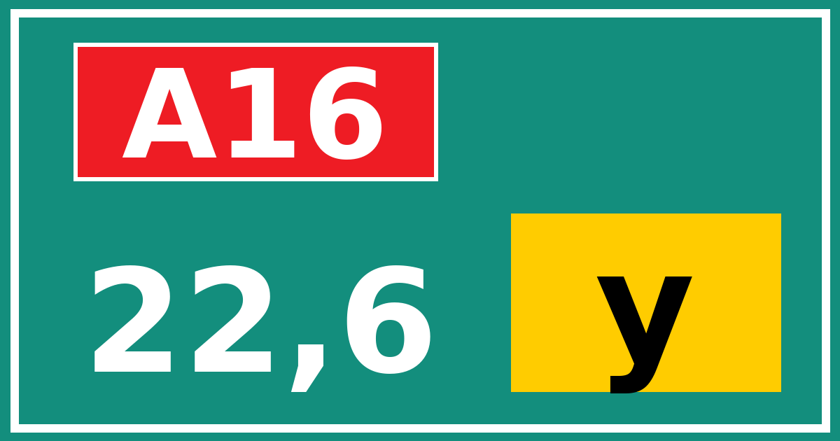 Hectometerbord A16 22,6 letter y