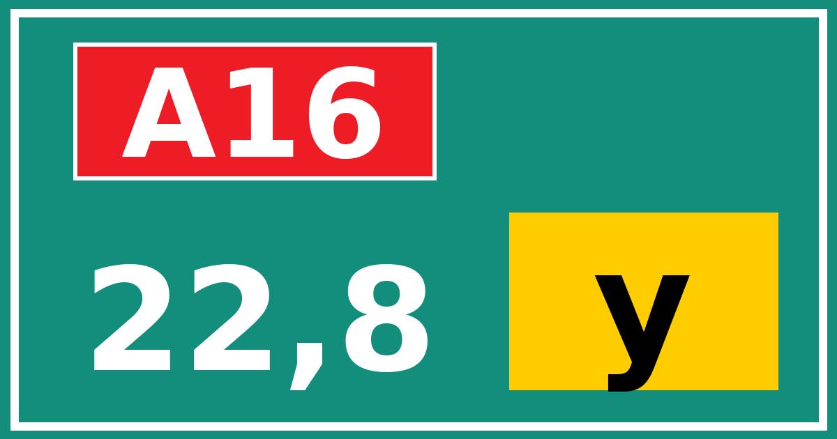 Hectometerbord A16 22,8 letter y