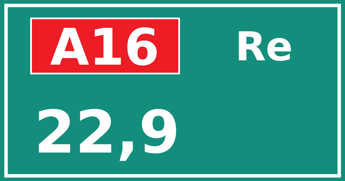 Hectometerbord A16 22,9 zijde Re