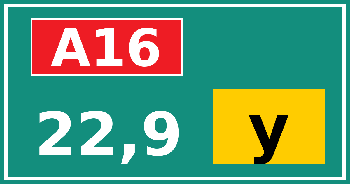 Hectometerbord A16 22,9 letter y