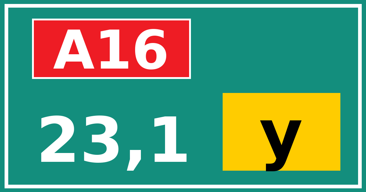 Hectometerbord A16 23,1 letter y