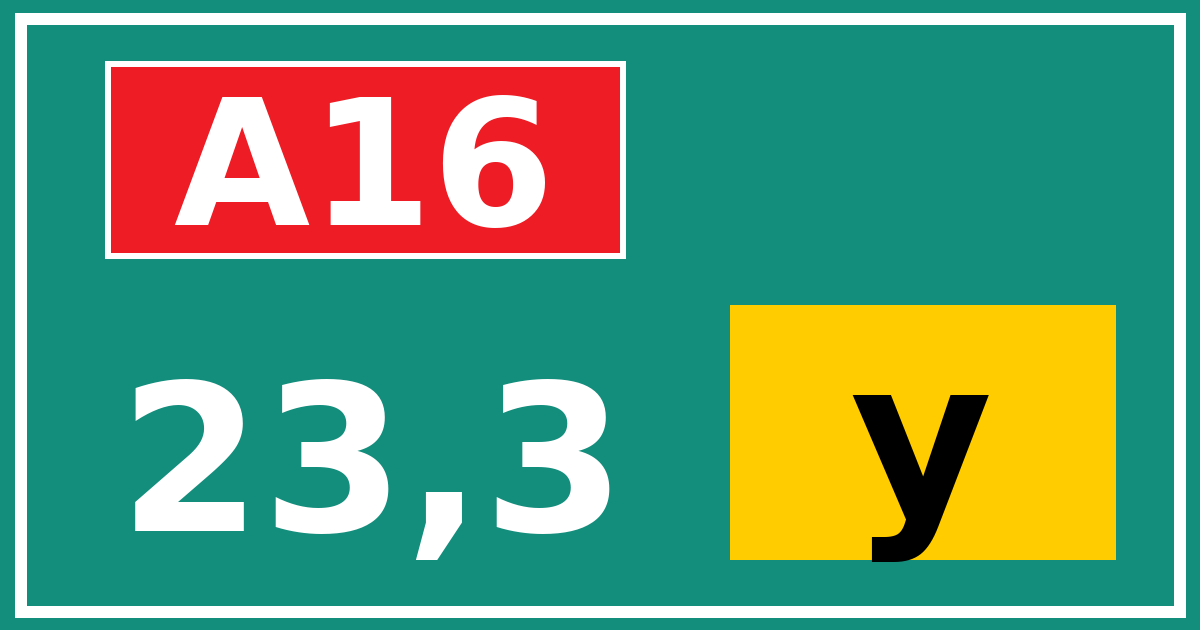 Hectometerbord A16 23,3 letter y
