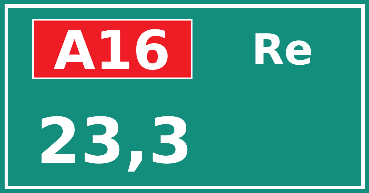 Hectometerbord A16 23,3 zijde Re