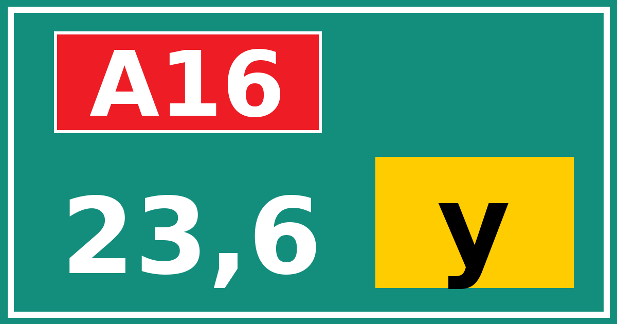 Hectometerbord A16 23,6 letter y