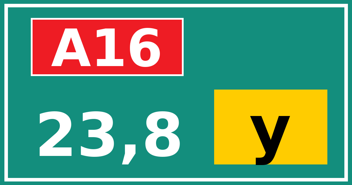 Hectometerbord A16 23,8 letter y