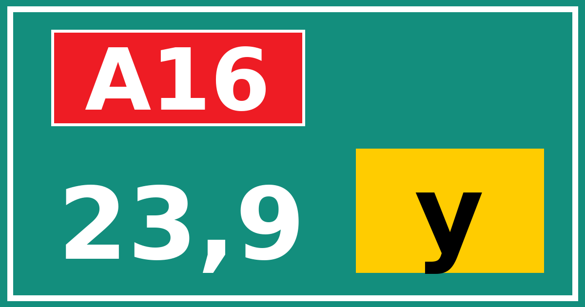 Hectometerbord A16 23,9 letter y