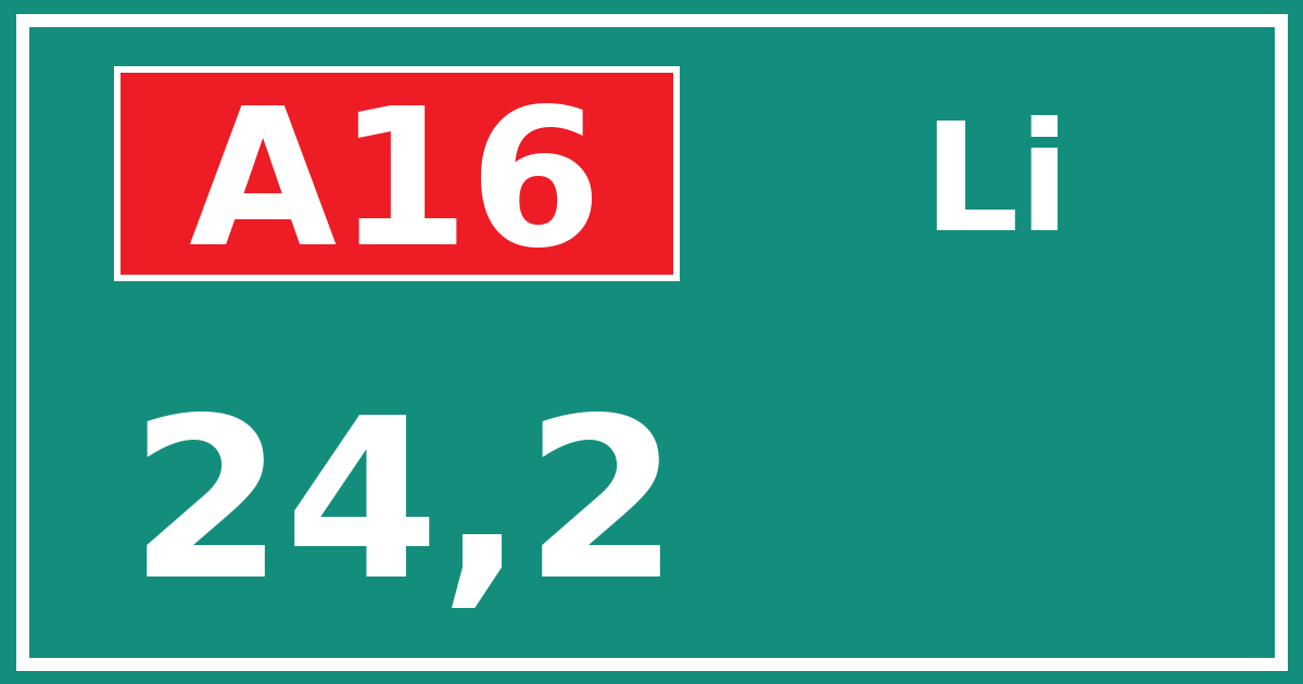 Hectometerbord A16 24,2 zijde Li