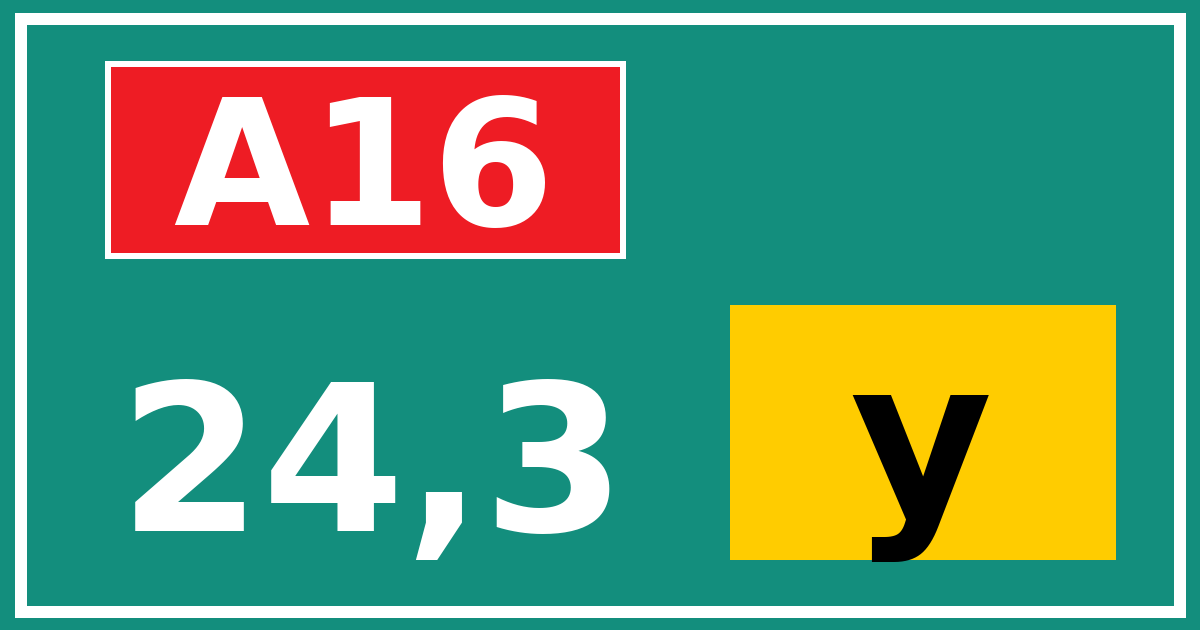 Hectometerbord A16 24,3 letter y