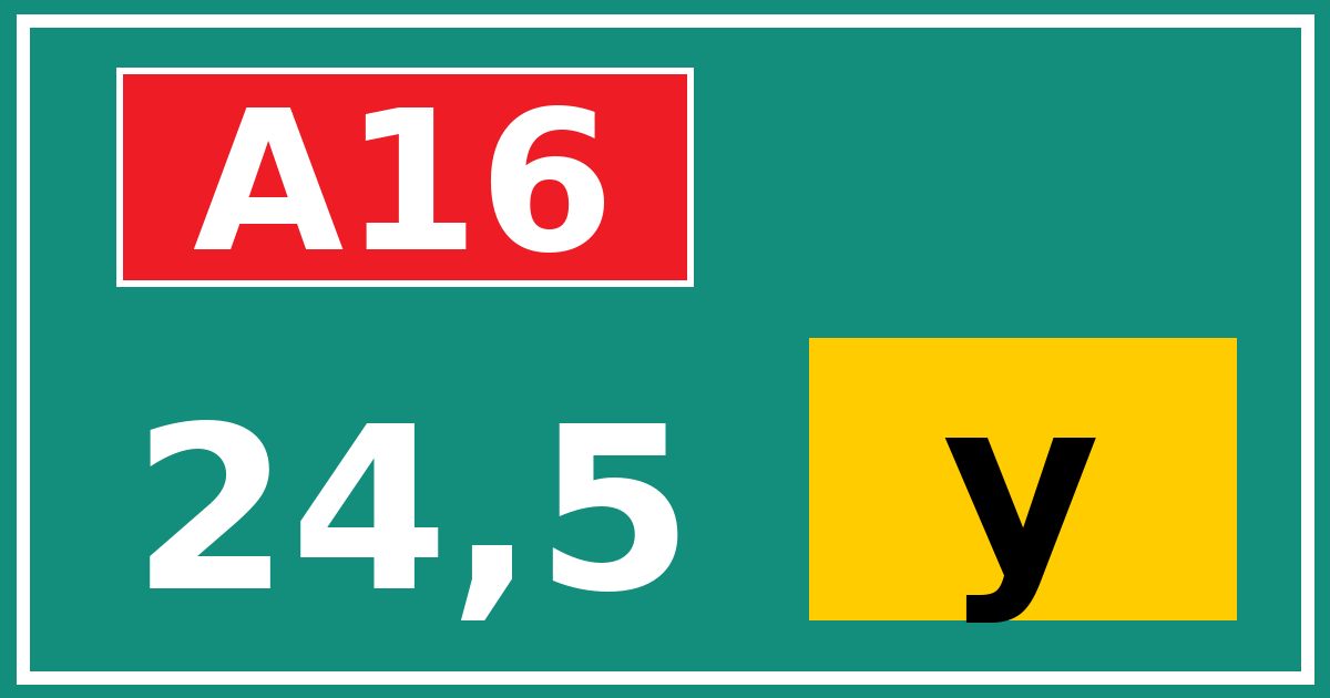 Hectometerbord A16 24,5 letter y
