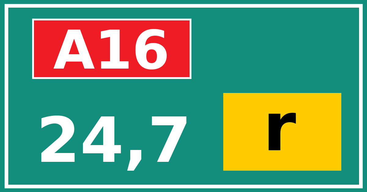 Hectometerbord A16 24,7 letter r