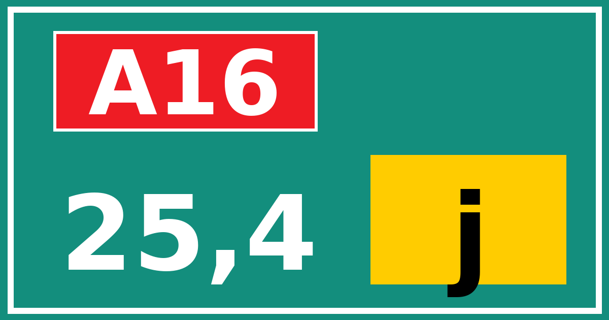 Hectometerbord A16 25,4 letter j