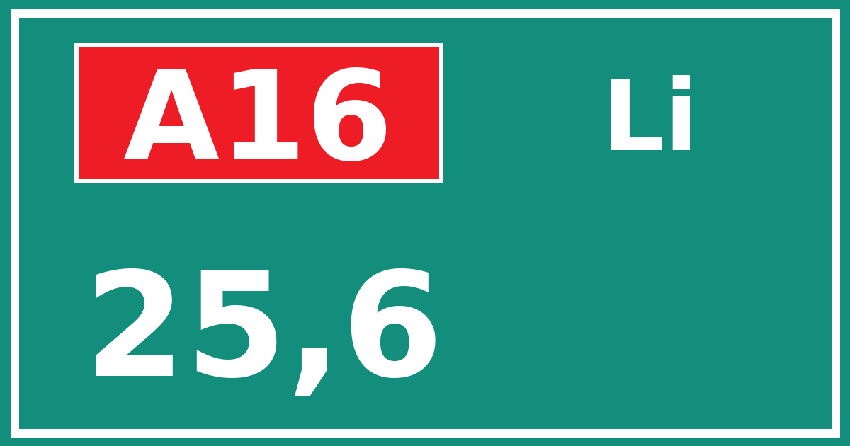 Hectometerbord A16 25,6 zijde Li