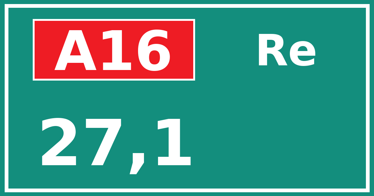 Hectometerbord A16 27,1 zijde Re