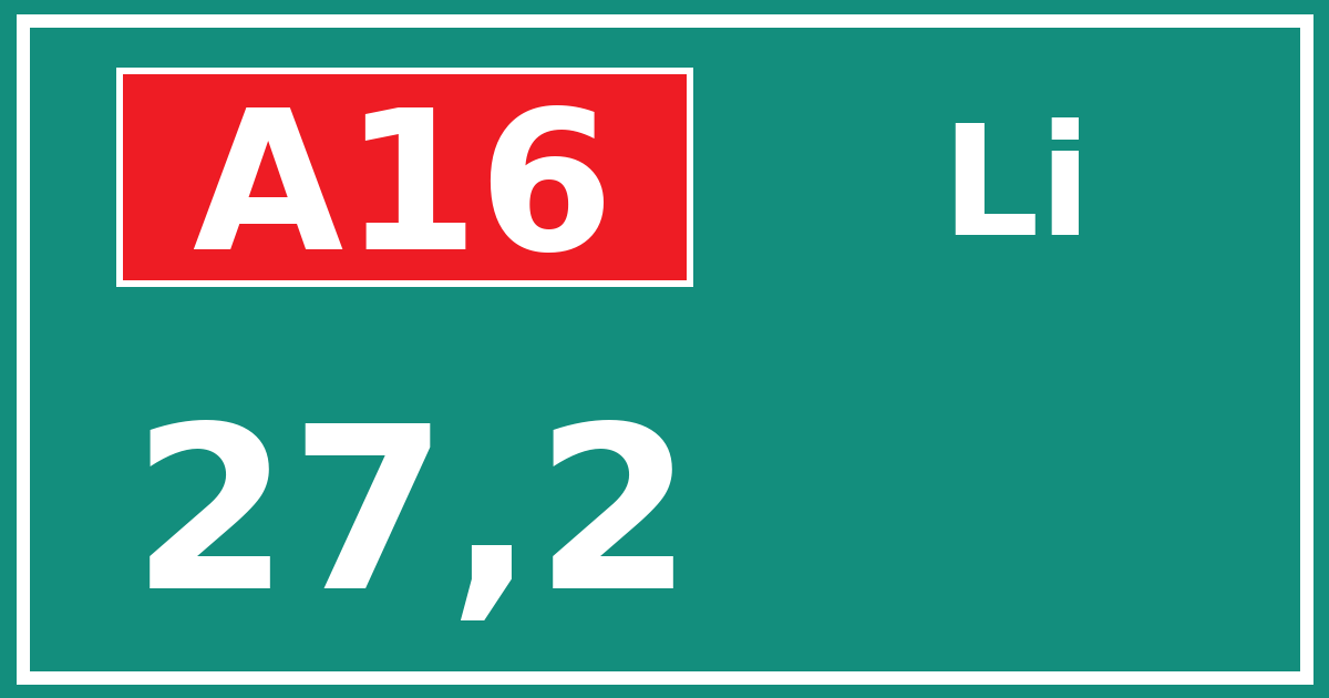 Hectometerbord A16 27,2 zijde Li