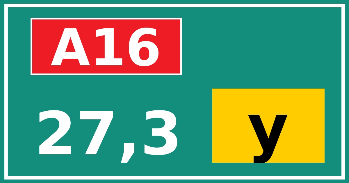 Hectometerbord A16 27,3 letter y