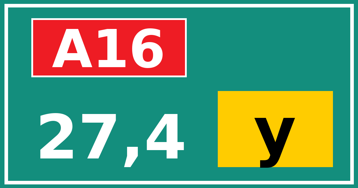 Hectometerbord A16 27,4 letter y