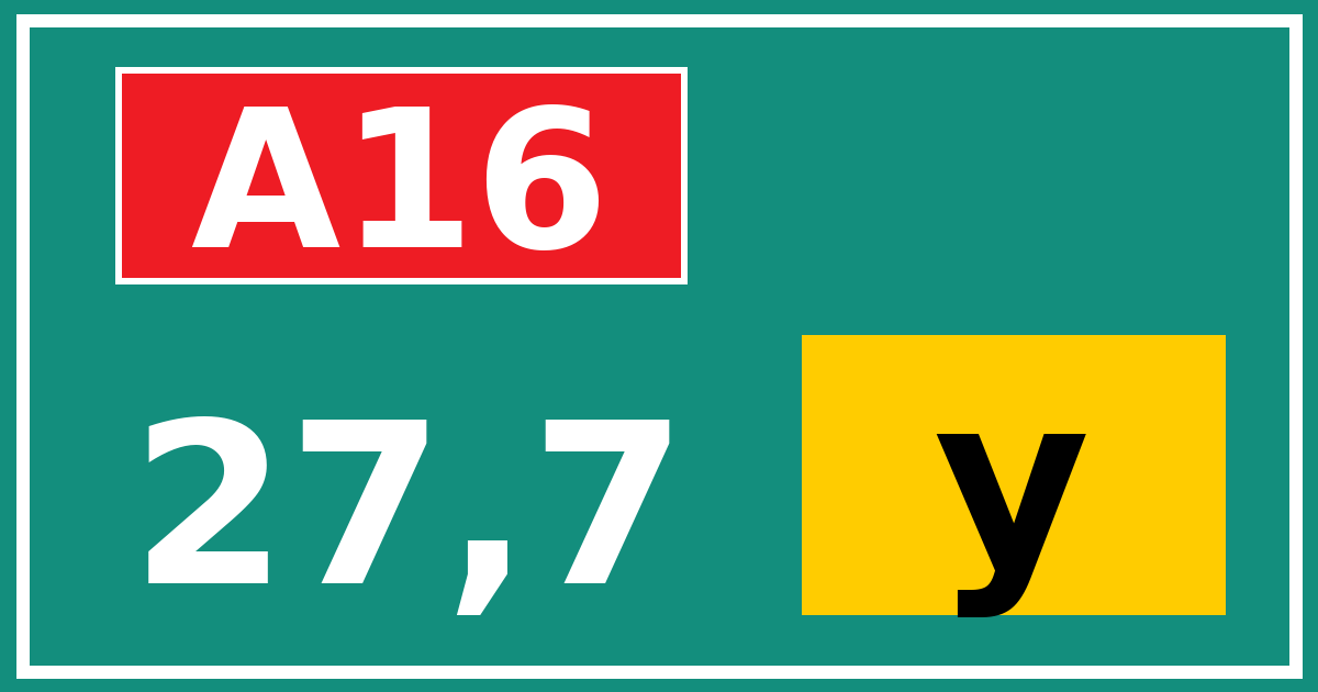 Hectometerbord A16 27,7 letter y