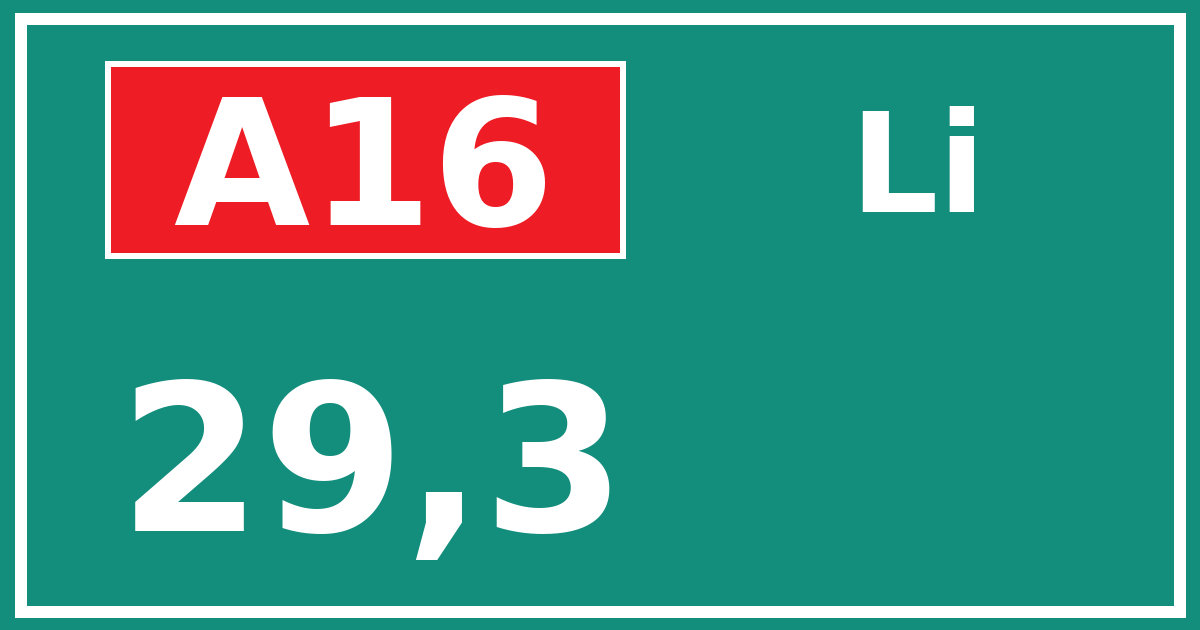 Hectometerbord A16 29,3 zijde Li